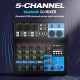 F-5A 5 Channel Mixer bluetooth Sound Card Stereo Input Output Record bluetooth USB DJ Mixer for Headphone Speaker Computer