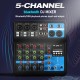 F-5A 5 Channel Mixer bluetooth Sound Card Stereo Input Output Record bluetooth USB DJ Mixer for Headphone Speaker Computer