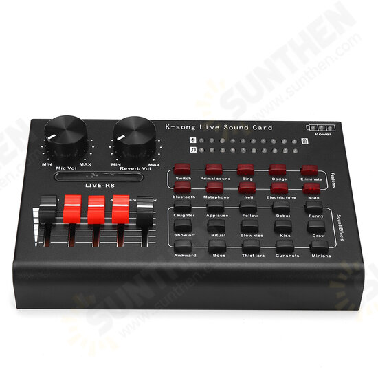LIVE R8 15 Sound Effects Bluetooth Live Sound Card Audio Mixers Webcast Headset Mic Voice Control for Phone Computer LIVE R8 15 Sound Effects Bluetooth Live Sound Card Audio Mixers Webcast Headset Mic Voice Control for Phone Computer