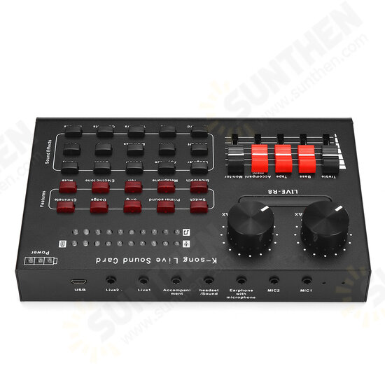 LIVE R8 15 Sound Effects Bluetooth Live Sound Card Audio Mixers Webcast Headset Mic Voice Control for Phone Computer LIVE R8 15 Sound Effects Bluetooth Live Sound Card Audio Mixers Webcast Headset Mic Voice Control for Phone Computer