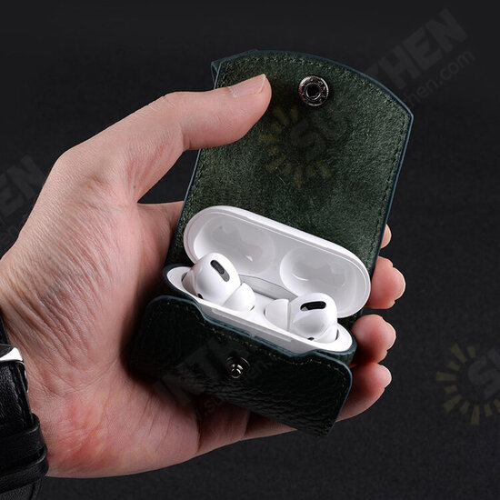 Luxury Portable Leather Wireless bluetooth Earphone Storage Cover with Keychain for Apple Airpods Pro Airpods 3