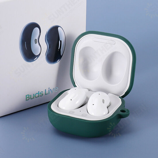 [Multi-Color] for Samsung Galaxy Buds Live Storage Case Pure TPU Shockproof Dust-Proof Earphone Headset Accessories with Hook