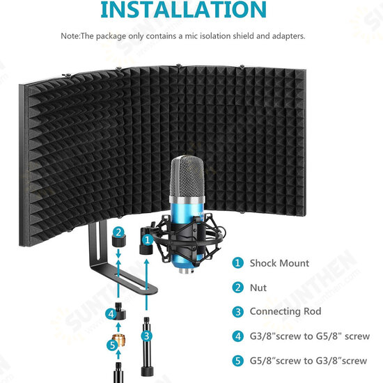 5 Plate Folding Recording Microphone Wind Screen Soundproof Insolation Shield 5 Plate Folding Recording Microphone Wind Screen Soundproof Insolation Shield