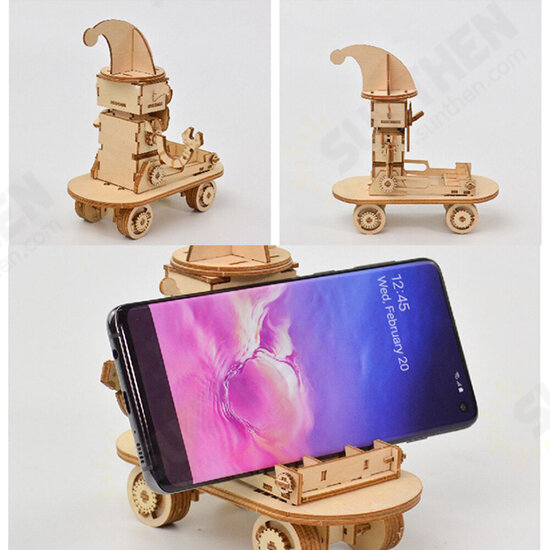 Newest DIY 3D Wooden Puzzle Assembly Toy Gift for Children Adult Phone Holder Phone Stand