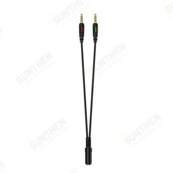 3.5mm Headphone Earphone Audio Cable 1 Male to 2 Female Mic Y Splitter AUX Cable Headset Audio Adapter