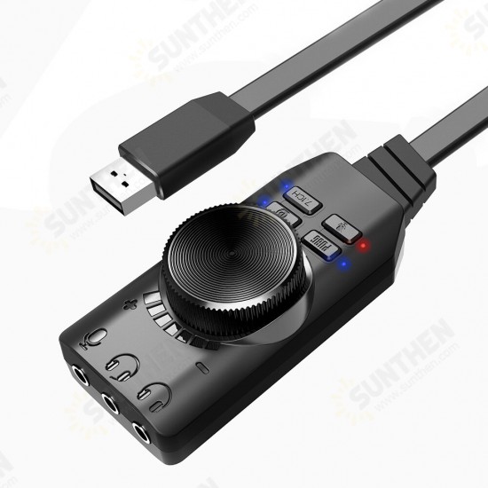 GS3 7.1 Channel Sound Card Adapter External USB Audio 3.5mm Headset Microphone for PUBG League of Legends PC Computer Notebook Desktop Windows