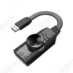 GS3 7.1 Channel Sound Card Adapter External USB Audio 3.5mm Headset Microphone for PUBG League of Legends PC Computer Notebook Desktop Windows