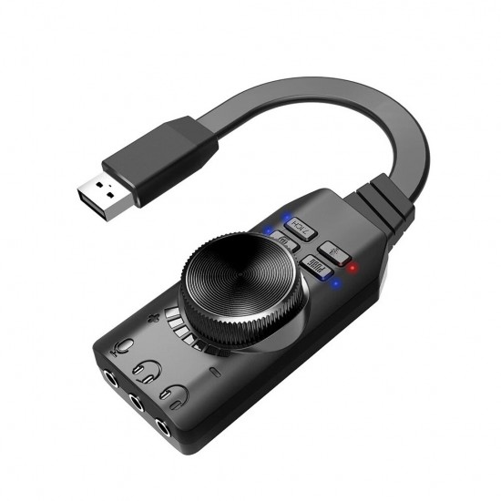 GS3 7.1 Channel Sound Card Adapter External USB Audio 3.5mm Headset Microphone for PUBG League of Legends PC Computer Notebook Desktop Windows