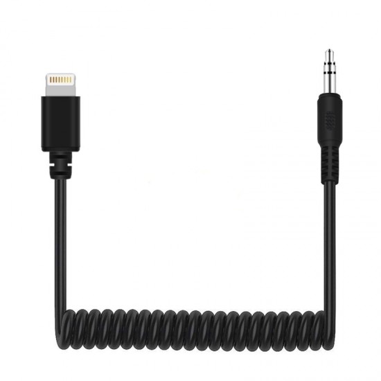 PU514 3.5mm TRRS Male to 8 Pin Live Microphone Audio Adapter Spring Coiled Cable for OSMO Pocket Smartphones Cable Stretching to 100cm