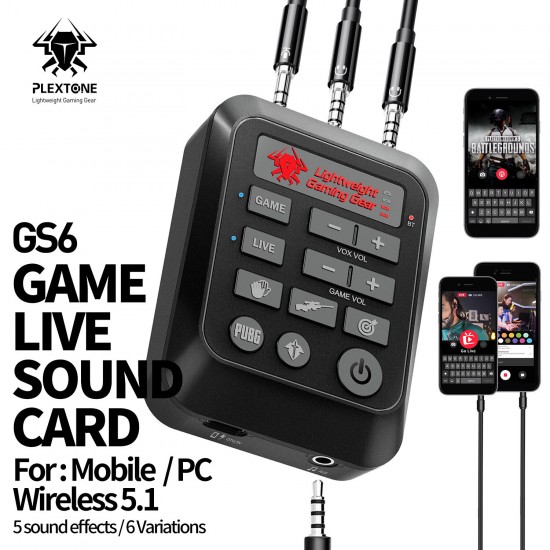 GS6 Game Live Dual Mode Sound Card Mixer Streaming with 3.5mm Interface USB-C Interface Game Sound Card for Laptop PC