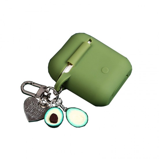 Pure Soft Silicone Shockproof Earphone Storage Case Cover with Cute Keychain for Apple Airpods 1 / Airpods 2