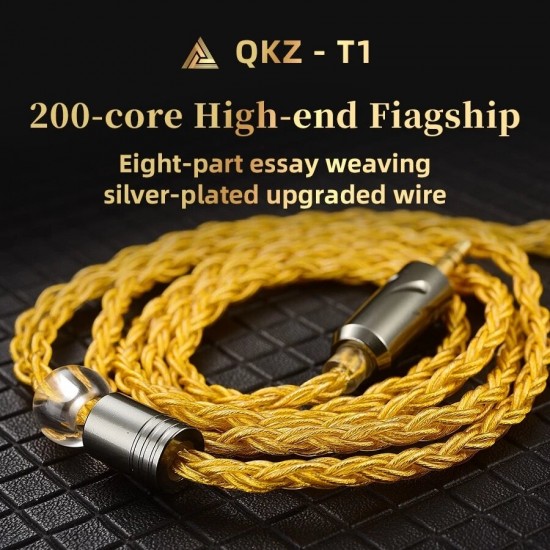 T1 Earphone Cable Eight Strand Silver Plated Upgrade Cable 3.5MM 2 Pin 0.75mm Headset Wire Earphones Replacement