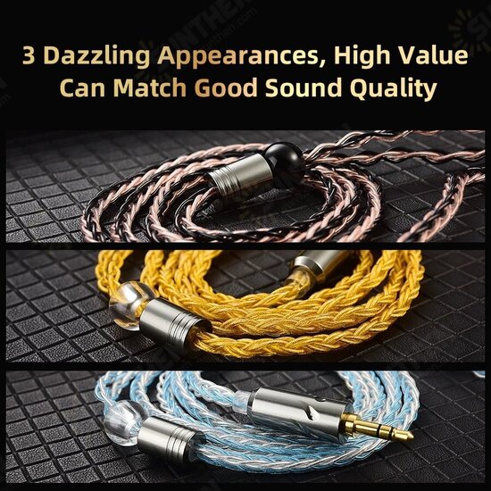 T1 Earphone Cable Eight Strand Silver Plated Upgrade Cable 3.5MM 2 Pin 0.75mm Headset Wire Earphones Replacement