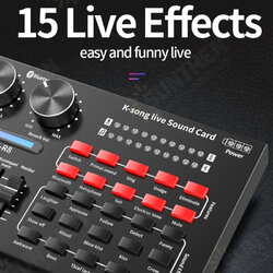 R8 Live Sound Card Audio Mixer with Audio Cable USB Cable Sound Effects Mode Indicator Light for Computer R8 Live Sound Card Audio Mixer with Audio Cable USB Cable Sound Effects Mode Indicator Light for Computer