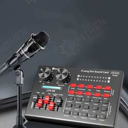 R8 Live Sound Card Audio Mixer with Audio Cable USB Cable Sound Effects Mode Indicator Light for Computer R8 Live Sound Card Audio Mixer with Audio Cable USB Cable Sound Effects Mode Indicator Light for Computer