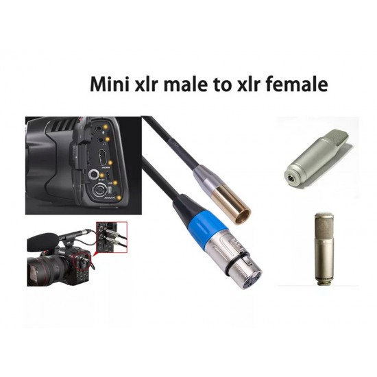 Mini XLR 3 Pin Male to 3 Pin Female Audio Cable Double Shielded Microphone Cable 0.3/ 1/ 2/ 3m