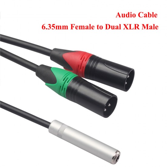 TC031KY04-03 Audio Cable 6.35mm Female to Dual XLR Male Audio Conversion Line 0.3m Microphone Cable