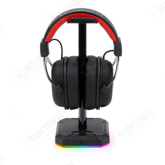 HA300 Headphones Holder RGB Luminous 4X USB 2.0 Ports Gaming Headset Stand Bracket with Non-Slip Solid Rubber Base