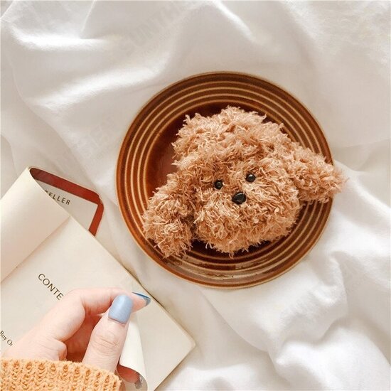 Teddy Bear Pattern Plush Shockproof Earphone Storage Case Sleeve for Apple Airpods 1 / 2 / 3 Airpods Pro