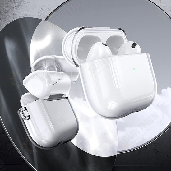 Ultra-Thin Transparent Anti-Scratch Non-Yellow TPU Earphone Storage Case with Keychain for Apple Airpods 3 Ultra-Thin Transparent Anti-Scratch Non-Yellow TPU Earphone Storage Case with Keychain for Apple Airpods 3