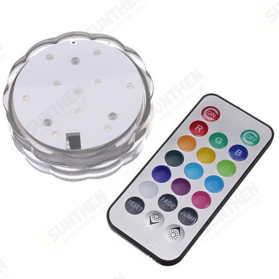 10 LED Colorful Waterproof Submersible Party Light With Remote Control