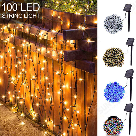 100LED 12M Solar Power Fairy String Lights Christmas Party Decor Garden Outdoor