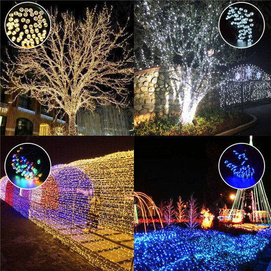 100LED 12M Solar Power Fairy String Lights Christmas Party Decor Garden Outdoor