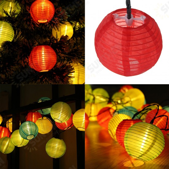 10/20/30/50LED Solar Lantern String Lights Waterproof Garden Lantern String Lights Fair Light with Fabric Lantern Decor for Christmas Garden Home Yard