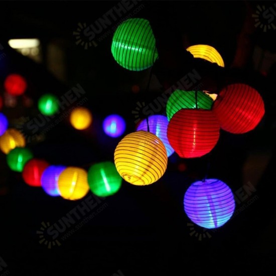 10/20/30/50LED Solar Lantern String Lights Waterproof Garden Lantern String Lights Fair Light with Fabric Lantern Decor for Christmas Garden Home Yard