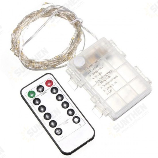 10M 100 LED Battery Operated Silver Wire String Fairy Light Christmas + Remote Controller