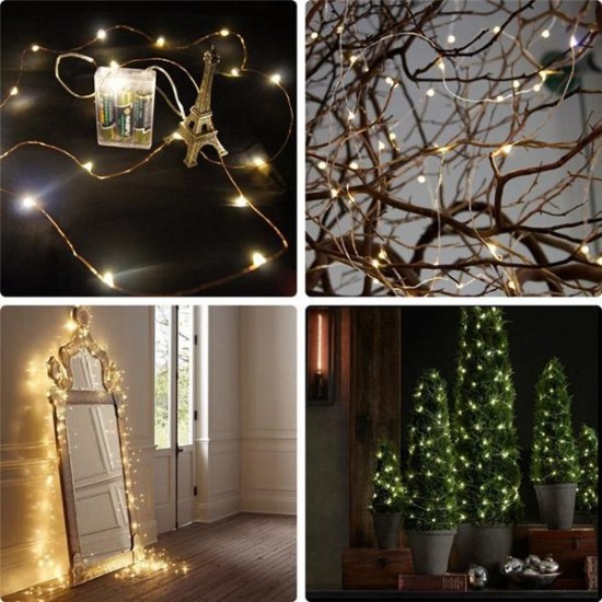 10M 100 LED Battery Operated Silver Wire String Fairy Light Christmas + Remote Controller