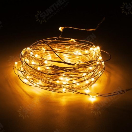 10M 100 LED Silver Wire Waterproof Fairy String Light Xmas Lamp With Adapter