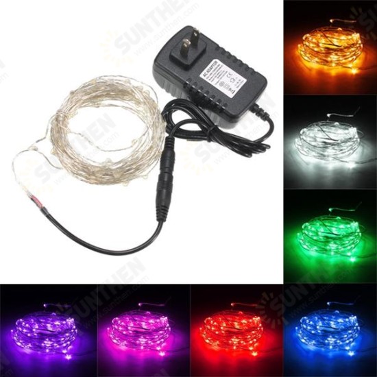 10M 100 LED Silver Wire Waterproof Fairy String Light Xmas Lamp With Adapter