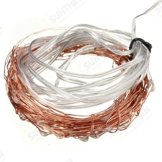 10M 100 LED Solar Powered Copper Wire Ambiance String Fairy Light +2m Down-lead