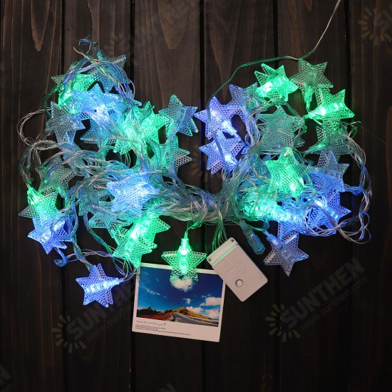 10M 8 Modes 38 LED Star Photo Clip Hanging Peg Fairy String Light for Wedding DIY Ins Decor AC220V