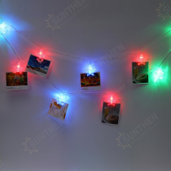 10M 8 Modes 38 LED Star Photo Clip Hanging Peg Fairy String Light for Wedding DIY Ins Decor AC220V