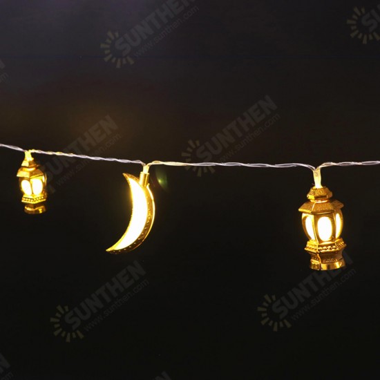 10PCS Battery Supply Moon Shape Eid Ramadan Islamic LED String Light Indoor Home Party Decor