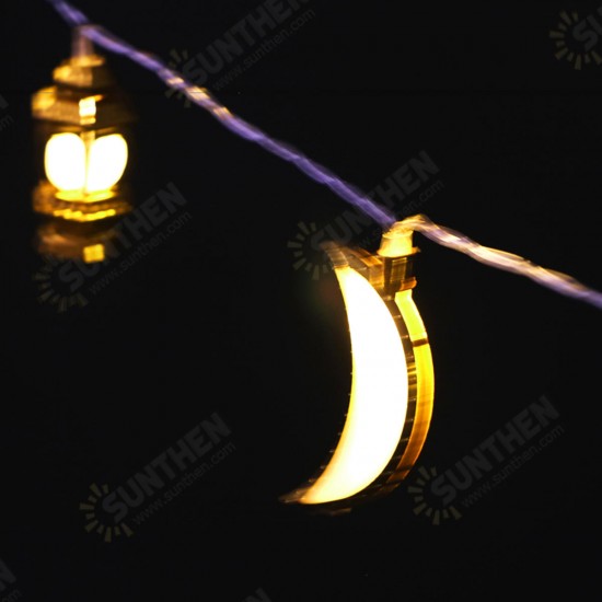 10PCS Battery Supply Moon Shape Eid Ramadan Islamic LED String Light Indoor Home Party Decor