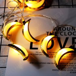 10PCS Golden Moon Shape Eid Ramadan LED String Light Lamp Islamic Indoor Home Party Decor 10PCS Golden Moon Shape Eid Ramadan LED String Light Lamp Islamic Indoor Home Party Decor