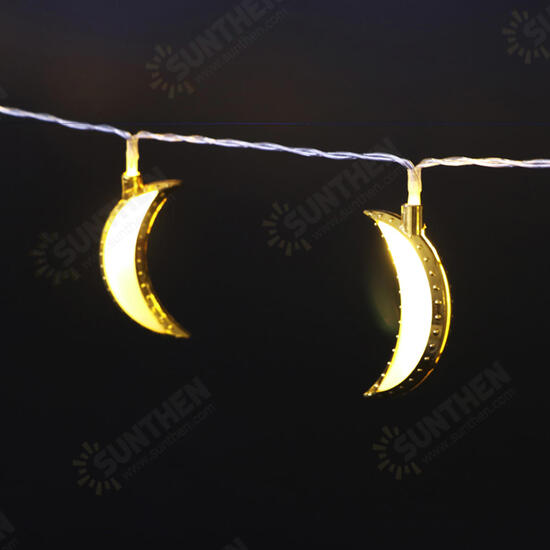 10PCS Golden Moon Shape Eid Ramadan LED String Light Lamp Islamic Indoor Home Party Decor