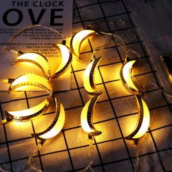 10PCS Golden Moon Shape Eid Ramadan LED String Light Lamp Islamic Indoor Home Party Decor 10PCS Golden Moon Shape Eid Ramadan LED String Light Lamp Islamic Indoor Home Party Decor