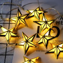 10PCS Golden Pentagram Shape Eid Ramadan LED Fairy String Light Lamp Islamic Indoor Party Decor 10PCS Golden Pentagram Shape Eid Ramadan LED Fairy String Light Lamp Islamic Indoor Party Decor