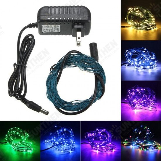 10m 100LED 33Ft LED Light String Fairy Lamp for Xmas + US Power Adapter DC 12V