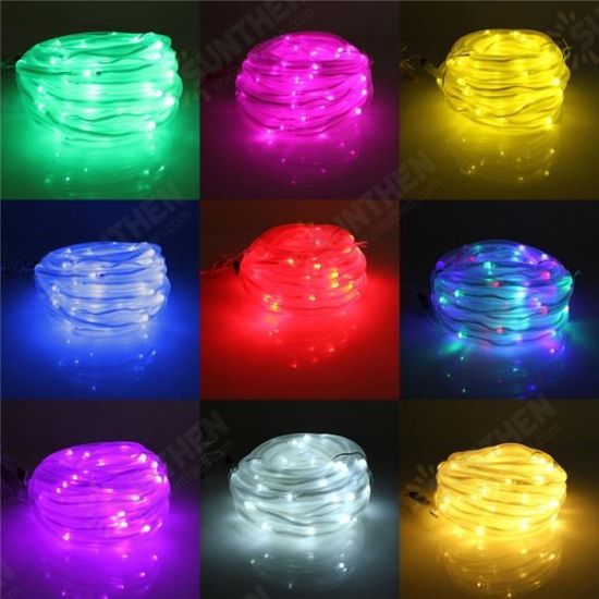 10m 100LEDs Solar Rope Tube Lights Led String Strip Waterproof Christmas Party Decor