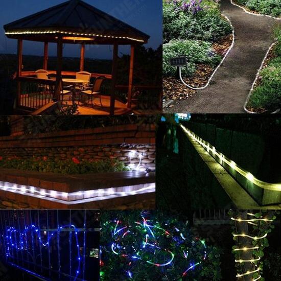 10m 100LEDs Solar Rope Tube Lights Led String Strip Waterproof Christmas Party Decor