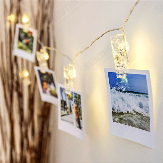 1/2/3M 10/20LED Photo Clip String Light Photo Clips Waterproof for Christmas Wedding Dorm Bedroom Decor