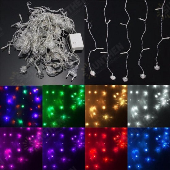 128 LED Heart-Shape Fairy String Curtain Light Valentine's Day Wedding Christmas Decor