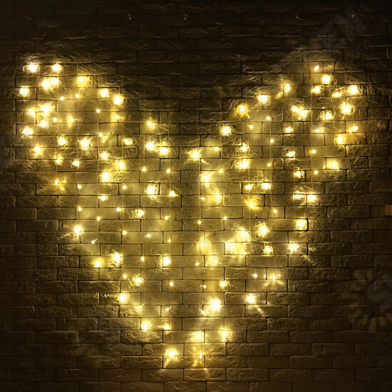 128 LED Heart-Shape Fairy String Curtain Light Valentine's Day Wedding Christmas Decor