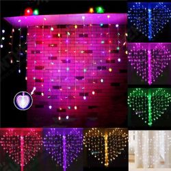 128 LED Heart-Shape Fairy String Curtain Light Valentine's Day Wedding Christmas Decor 128 LED Heart-Shape Fairy String Curtain Light Valentine's Day Wedding Christmas Decor