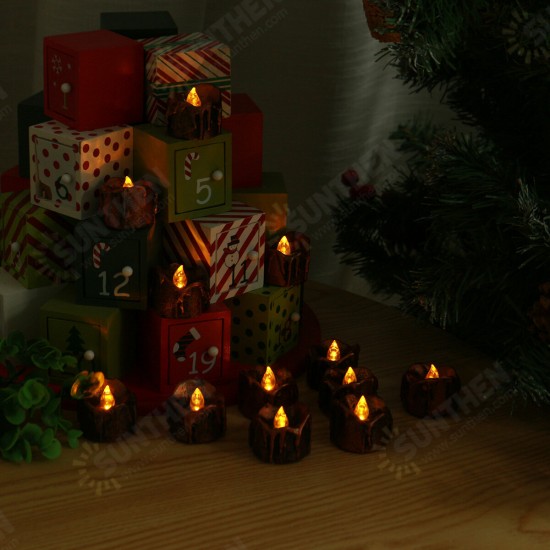 12PCS Battery Operated LED Flameless Candles Light Halloween Christmas Decorative Tea Lamps